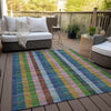 Piper Looms Chantille Plaid ACN966 Navy Machine Washable Area Rug Outdoor Lifestyle Image Feature