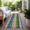 Piper Looms Chantille Plaid ACN966 Navy Machine Washable Area Rug Runner Outdoor Lifestyle Image Feature