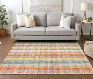 Piper Looms Chantille Plaid ACN966 Peach Machine Washable Area Rug Lifestyle Image Feature