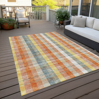 Piper Looms Chantille Plaid ACN966 Peach Machine Washable Area Rug Outdoor Lifestyle Image Feature