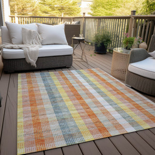 Piper Looms Chantille Plaid ACN966 Peach Machine Washable Area Rug Outdoor Lifestyle Image Feature