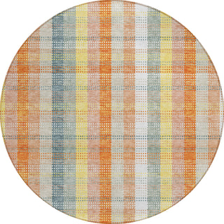 Piper Looms Chantille Plaid ACN966 Peach Machine Washable Area Rug Round Main Image