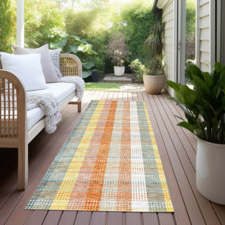 Piper Looms Chantille Plaid ACN966 Peach Machine Washable Area Rug Runner Outdoor Lifestyle Image Feature