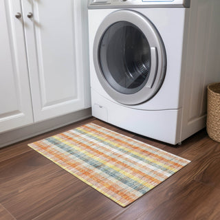 Piper Looms Chantille Plaid ACN966 Peach Machine Washable Area Rug Scatter Lifestyle Image Feature