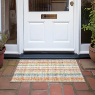 Piper Looms Chantille Plaid ACN966 Peach Machine Washable Area Rug Scatter Outdoor Lifestyle Image Feature