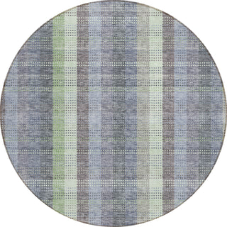 Piper Looms Chantille Plaid ACN966 Pewter Machine Washable Area Rug Round Main Image