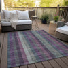 Piper Looms Chantille Plaid ACN966 Plum Machine Washable Area Rug Outdoor Lifestyle Image Feature