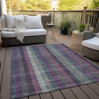 Piper Looms Chantille Plaid ACN966 Plum Machine Washable Area Rug Outdoor Lifestyle Image Feature