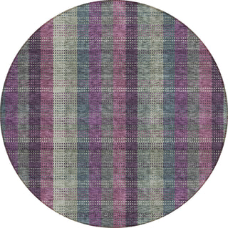 Piper Looms Chantille Plaid ACN966 Plum Machine Washable Area Rug Round Main Image