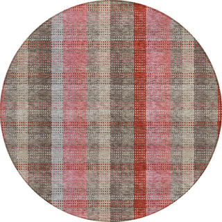 Piper Looms Chantille Plaid ACN966 Red Machine Washable Area Rug Round Main Image