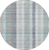 Piper Looms Chantille Plaid ACN966 Silver Machine Washable Area Rug Round Main Image