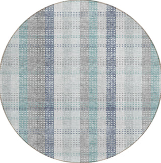 Piper Looms Chantille Plaid ACN966 Silver Machine Washable Area Rug Round Main Image
