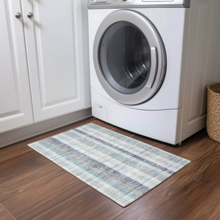 Piper Looms Chantille Plaid ACN966 Silver Machine Washable Area Rug Scatter Lifestyle Image Feature