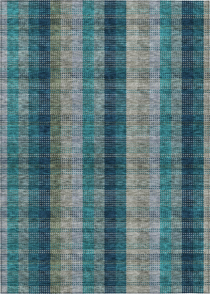 Piper Looms Chantille Plaid ACN966 Teal Machine Washable Area Rug main image