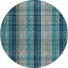 Piper Looms Chantille Plaid ACN966 Teal Machine Washable Area Rug Round Main Image