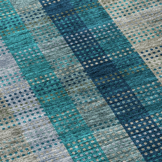 Piper Looms Chantille Plaid ACN966 Teal Machine Washable Area Rug Swatch Image