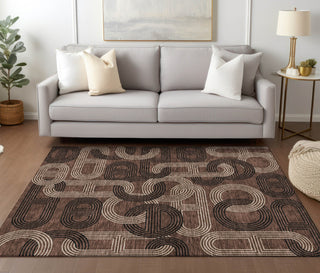 Piper Looms Chantille Geometric ACN967 Chocolate Machine Washable Area Rug Lifestyle Image Feature
