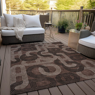 Piper Looms Chantille Geometric ACN967 Chocolate Machine Washable Area Rug Outdoor Lifestyle Image Feature