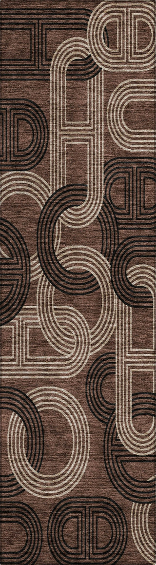 Piper Looms Chantille Geometric ACN967 Chocolate Machine Washable Area Rug Runner Main Image