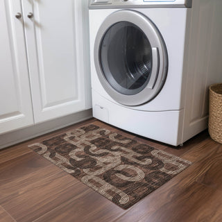 Piper Looms Chantille Geometric ACN967 Chocolate Machine Washable Area Rug Scatter Lifestyle Image Feature