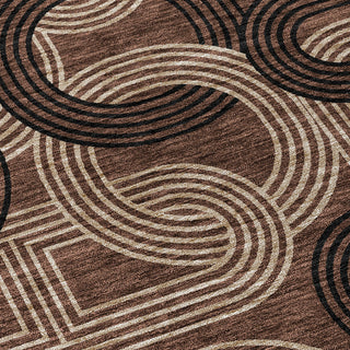 Piper Looms Chantille Geometric ACN967 Chocolate Machine Washable Area Rug Swatch Image