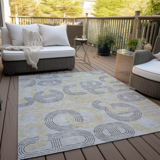 Piper Looms Chantille Geometric ACN967 Gray Machine Washable Area Rug Outdoor Lifestyle Image Feature