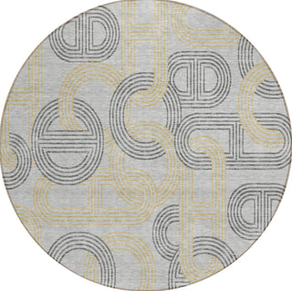 Piper Looms Chantille Geometric ACN967 Gray Machine Washable Area Rug Round Main Image