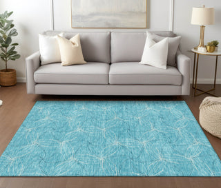 Piper Looms Chantille Geometric ACN968 Aqua Machine Washable Area Rug Lifestyle Image Feature