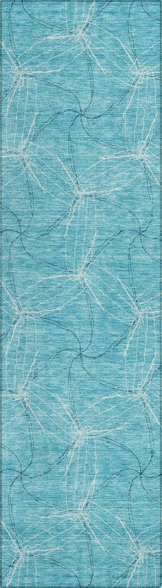 Piper Looms Chantille Geometric ACN968 Aqua Machine Washable Area Rug Runner Main Image