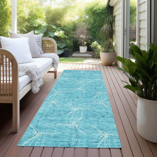 Piper Looms Chantille Geometric ACN968 Aqua Machine Washable Area Rug Runner Outdoor Lifestyle Image Feature