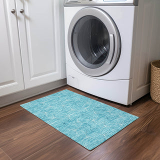 Piper Looms Chantille Geometric ACN968 Aqua Machine Washable Area Rug Scatter Lifestyle Image Feature