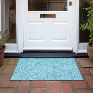 Piper Looms Chantille Geometric ACN968 Aqua Machine Washable Area Rug Scatter Outdoor Lifestyle Image Feature
