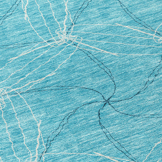 Piper Looms Chantille Geometric ACN968 Aqua Machine Washable Area Rug Swatch Image