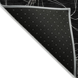 Piper Looms Chantille Geometric ACN968 Black Machine Washable Area Rug Backing Image