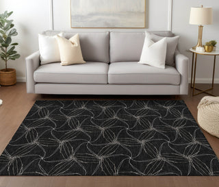 Piper Looms Chantille Geometric ACN968 Black Machine Washable Area Rug Lifestyle Image Feature