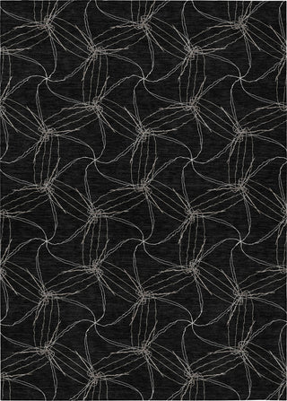 Piper Looms Chantille Geometric ACN968 Black Machine Washable Area Rug main image