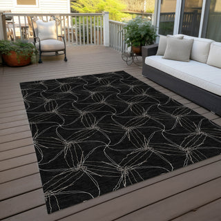 Piper Looms Chantille Geometric ACN968 Black Machine Washable Area Rug Outdoor Lifestyle Image Feature