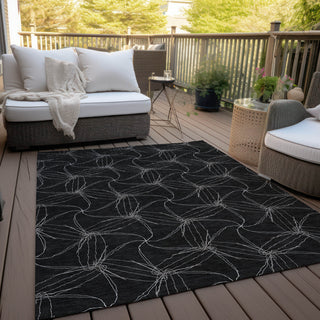 Piper Looms Chantille Geometric ACN968 Black Machine Washable Area Rug Outdoor Lifestyle Image Feature