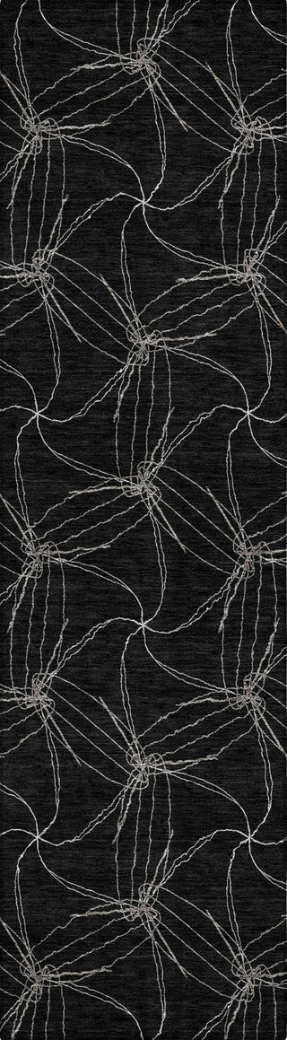 Piper Looms Chantille Geometric ACN968 Black Machine Washable Area Rug Runner Main Image