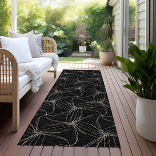 Piper Looms Chantille Geometric ACN968 Black Machine Washable Area Rug Runner Outdoor Lifestyle Image Feature