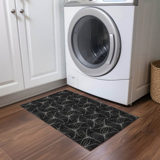 Piper Looms Chantille Geometric ACN968 Black Machine Washable Area Rug Scatter Lifestyle Image Feature