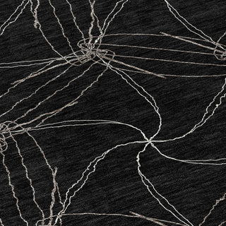 Piper Looms Chantille Geometric ACN968 Black Machine Washable Area Rug Swatch Image