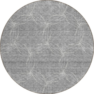 Piper Looms Chantille Geometric ACN968 Gray Machine Washable Area Rug Round Main Image