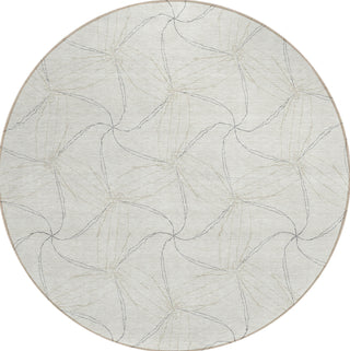 Piper Looms Chantille Geometric ACN968 Ivory Machine Washable Area Rug Round Main Image