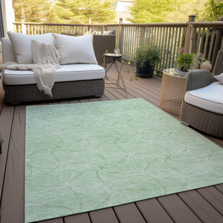 Piper Looms Chantille Geometric ACN968 Mint Machine Washable Area Rug Outdoor Lifestyle Image Feature