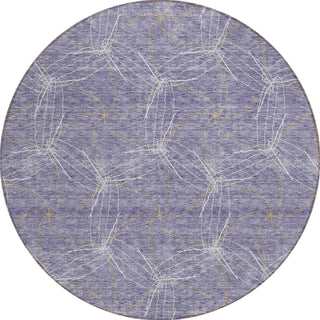 Piper Looms Chantille Geometric ACN968 Purple Machine Washable Area Rug Round Main Image