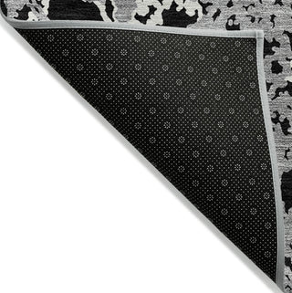 Piper Looms Chantille Abstract ACN969 Black Machine Washable Area Rug Backing Image