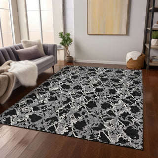 Piper Looms Chantille Abstract ACN969 Black Machine Washable Area Rug Lifestyle Image Feature