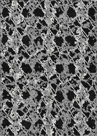 Piper Looms Chantille Abstract ACN969 Black Machine Washable Area Rug main image
