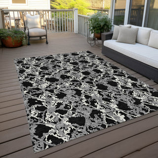 Piper Looms Chantille Abstract ACN969 Black Machine Washable Area Rug Outdoor Lifestyle Image Feature